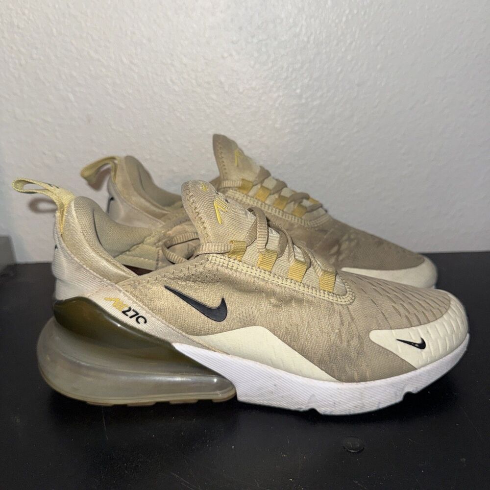 Nike Air Max 270 Metallic Gold Women's Size 8 AH6789-703 Beige Team Gold